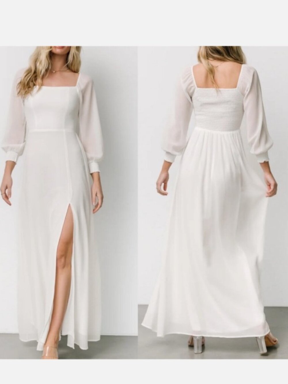Baltic Born Giselle White Long Sleeve Maxi Dress Gown Size XL NWT